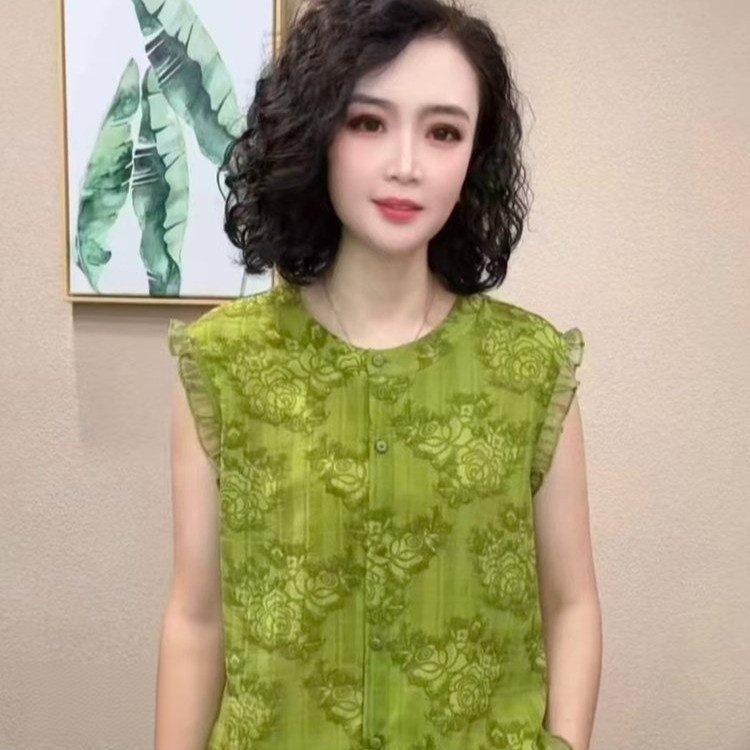 【無袖印花女襯衫】 【無袖印花女襯衫】